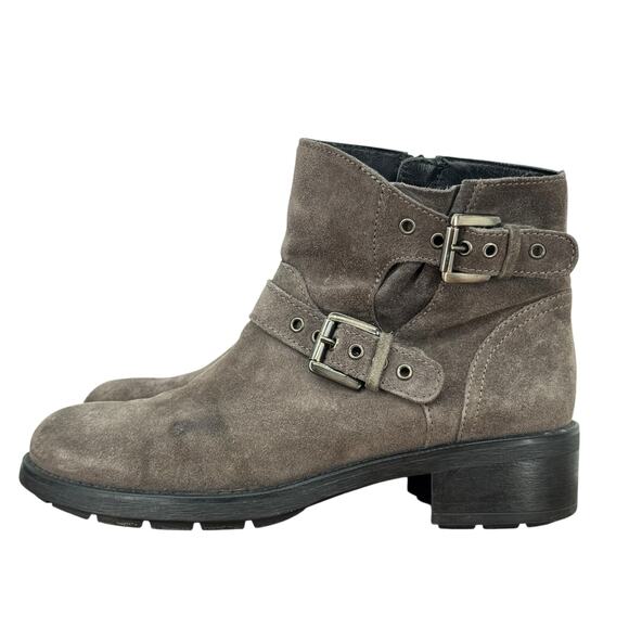 Aquatalia Moto Boot Sophia Buckle Suede Waterproof Women's SZ 6.5 Winter Gray - Picture 4 of 11
